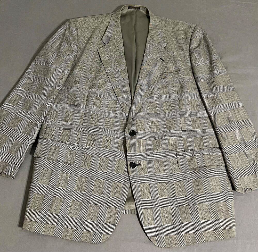 Vintage Christian Dior Monsieur Glen Plaid Blazer 50R Wool Old Money Academia